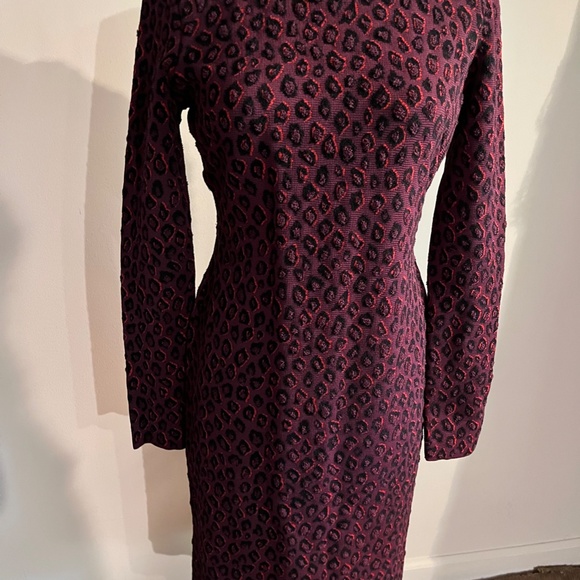 GIVENCHY NWT 2290.  Black Burgundy Leopard Print Dress Small - Picture 2 of 7